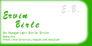 ervin birle business card